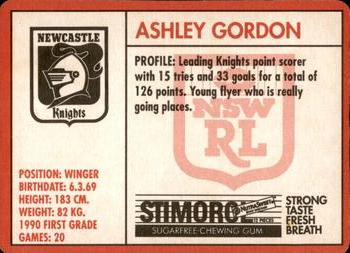 1991 Stimorol NRL #58 Ashley Gordon Back